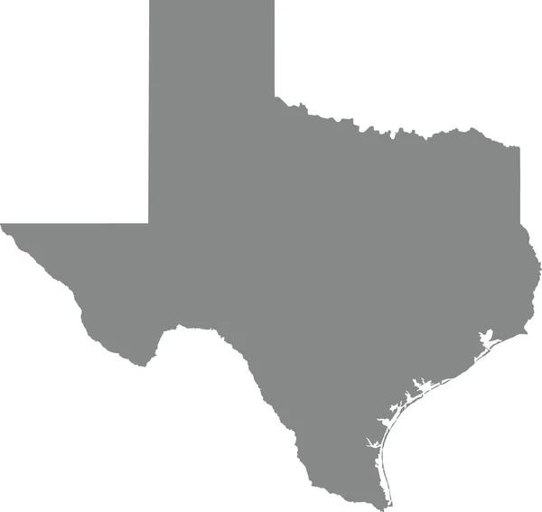 Gray Cmjn Couleur Carte Plate Détaillée État Fédéral Texas États — Image vectorielle
