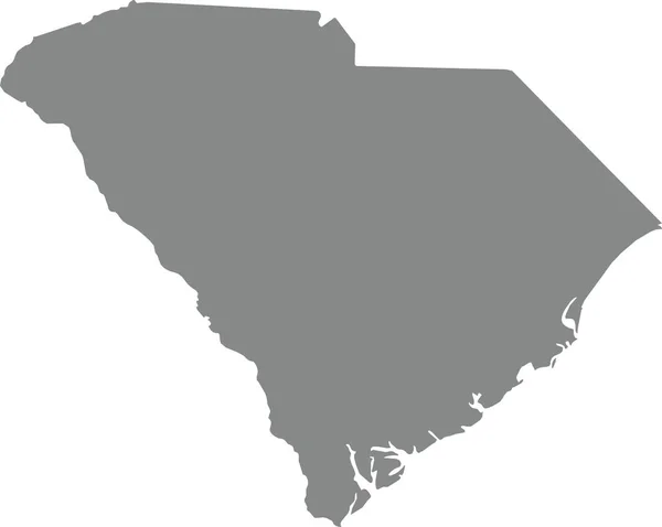 Gray Cmyk Barva Detailní Plochá Mapa Federálního Státu Jižní Carolina — Stockový vektor