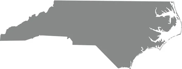 Gray Cmyk Barva Detailní Plochá Mapa Federálního Státu Severní Carolina — Stockový vektor