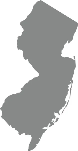 Gray Cmyk Cor Mapa Plano Detalhado Estado Federal New Jersey —  Vetores de Stock