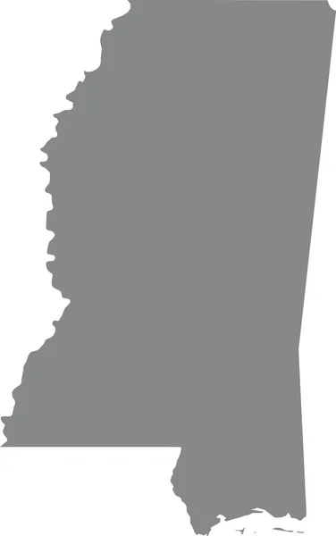 Gray Cmykカラー透明背景にアメリカ連邦ミシシッピ州の詳細なフラットマップ — ストックベクタ