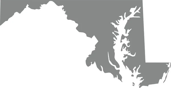 Gray Cmykカラー透明背景にアメリカのメリーランド州の連邦州の詳細なフラットマップ — ストックベクタ