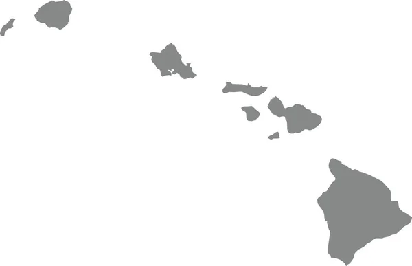 Gray Cmyk Cor Mapa Plano Detalhado Estado Federal Hawaii Estados —  Vetores de Stock
