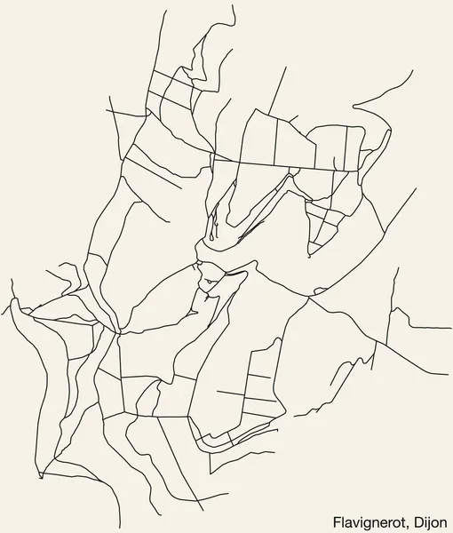 Подробная Карта Навигационных Городских Дорог Города Flavignerot Quarter Французского Города — стоковый вектор