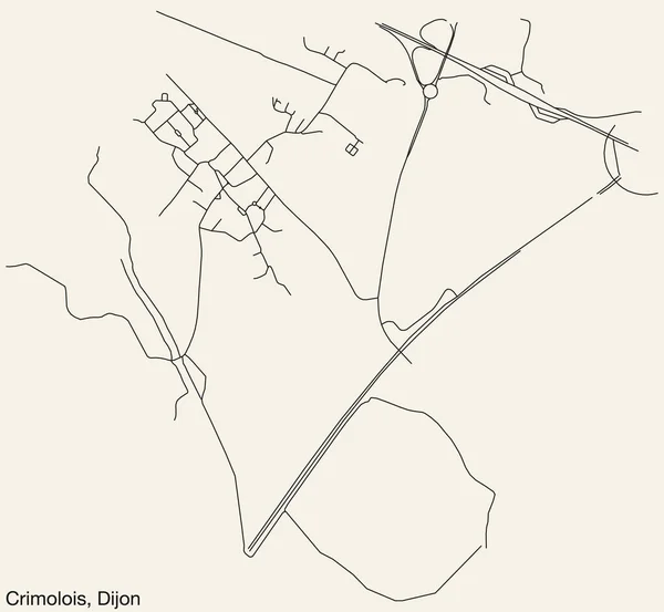 Mapa Detalhado Estradas Rua Urbanas Navegação Desenhada Mão Crimolois Quarter — Vetor de Stock