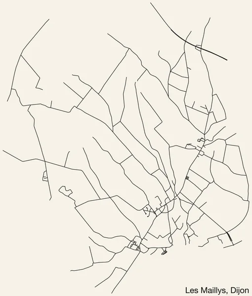 Detaillierte Handgezeichnete Straßenkarte Des Les Maillys Quarter Der Französischen Stadt — Stockvektor