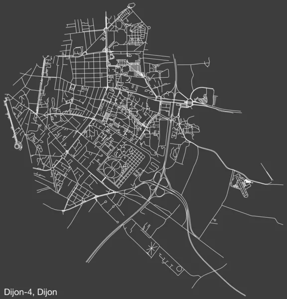 Mapa Detalhado Estradas Urbanas Navegação Desenhadas Mão Dijon Canton Cidade — Vetor de Stock