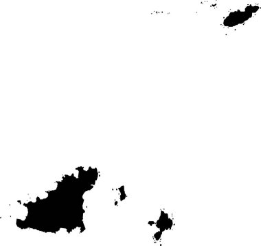 Avrupa ülkesi GUERNSEY 'in şeffaf arkaplan üzerindeki siyah CMYK rengi ayrıntılı düz şablon haritası