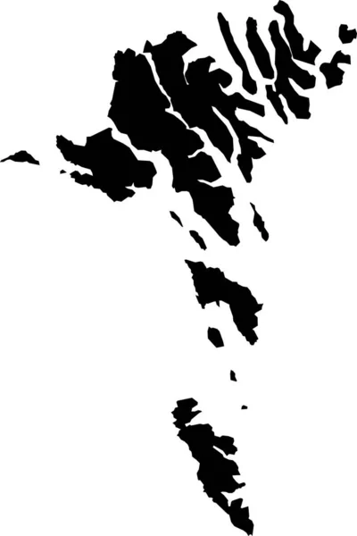 Black Cmyk在透明背景下的欧洲国家Faroe Islands详细平面模板图 — 图库矢量图片