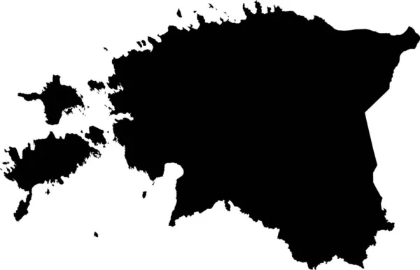 Black Cmyk Color Detailed Flat Stencil Map European Country Estonia — стоковий вектор