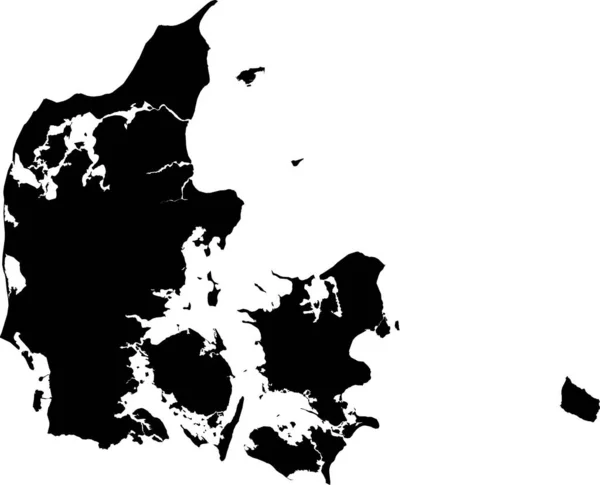 Noir Cmjn Couleur Détaillée Carte Pochoir Plat Pays Européen Danemark — Image vectorielle