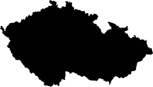 Black Cmyk Cor Detalhada Mapa Estêncil Plano País Europeu Czech —  Vetores de Stock
