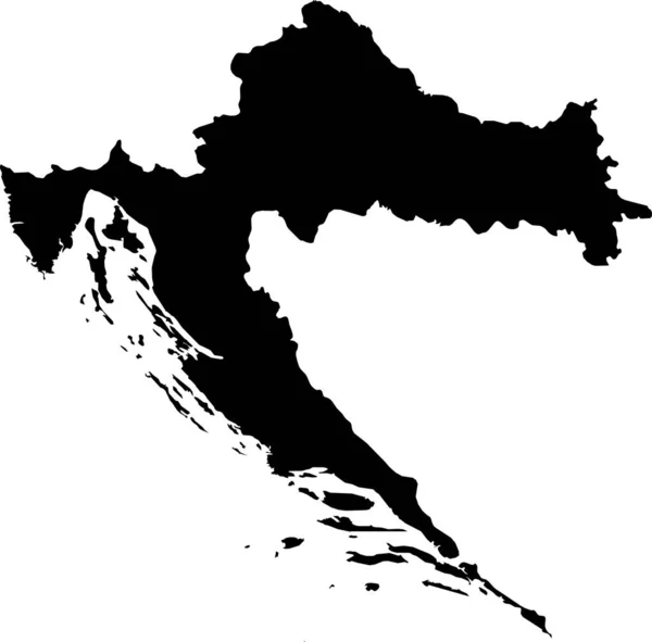 Черный Цвет Cmyk Детальная Плоская Трафаретная Карта Европейской Страны Croatia — стоковый вектор