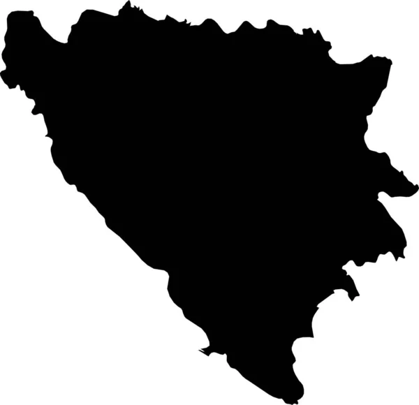 透明な背景にBosniaとHerzegovinaのヨーロッパ国のBlack Cmykカラー詳細フラットステンシルマップ — ストックベクタ