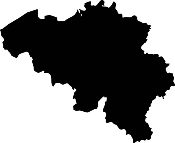 Черный Цвет Cmyk Детальная Плоская Трафаретная Карта Европейской Страны Бельгиум — стоковый вектор