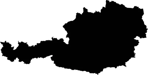 Black Cmyk Cor Detalhada Mapa Estêncil Plano País Europeu Áustria — Vetor de Stock