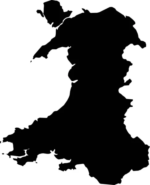 Black Cmyk Color Detailed Flat Stencil Map European Country Wales — стоковий вектор