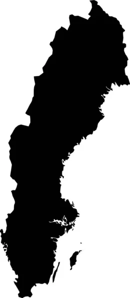 透明な背景にスウェーデンのヨーロッパ国のBlack Cmyk色の詳細なフラットステンシルマップ — ストックベクタ
