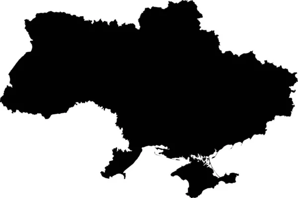 Black Cmyk Color Detailed Flat Stencil Map European Country Ukraine — Stock Vector