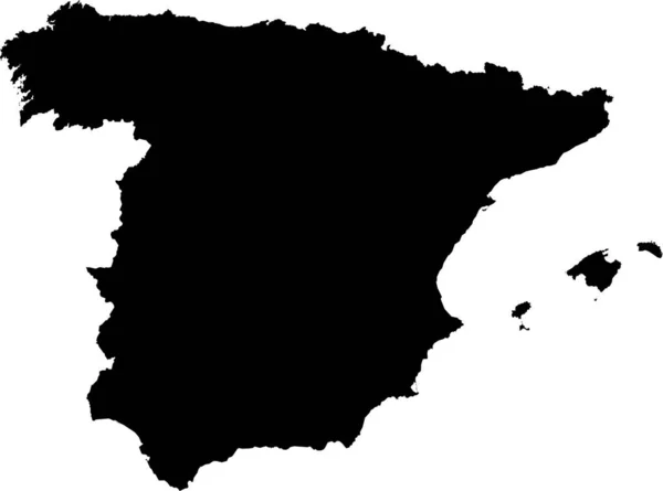 Black Cmyk Cor Detalhada Mapa Estêncil Plano País Europeu Espanha —  Vetores de Stock