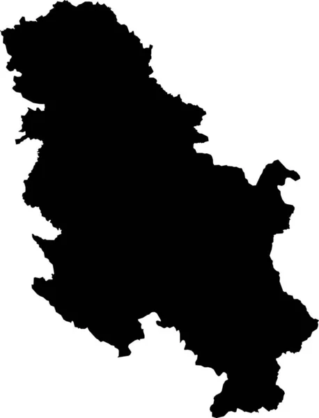 透明な背景にSerbia Kosovoなし のヨーロッパの国のBlack Cmyk色の詳細なフラットステンシルマップ — ストックベクタ