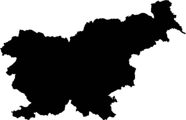 Black Cmyk Color Detailed Flat Stencil Map European Country Slovenia — Stock Vector