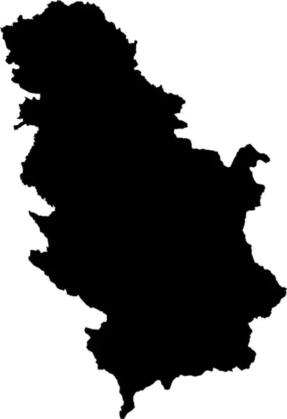 Black Cmyk Color Detailed Flat Stencil Map European Country Serbia — стоковий вектор