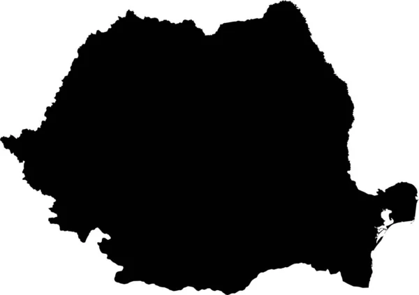 Black Cmyk Color Detailed Flat Stencil Map European Country Romania — стоковий вектор