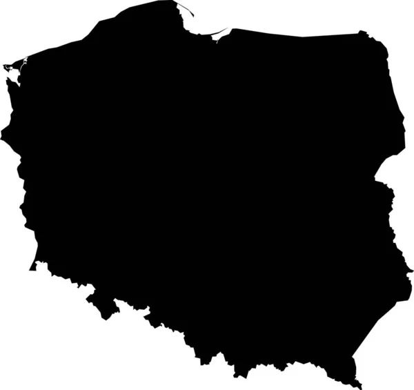 Черный Цвет Cmyk Детализированная Плоская Трафаретная Карта Европейской Страны Поланд — стоковый вектор