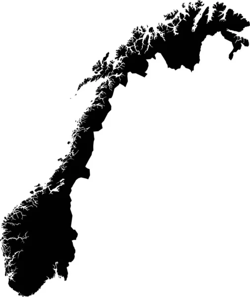 Noir Cmjn Couleur Détaillée Carte Pochoir Plat Pays Européen Norvège — Image vectorielle
