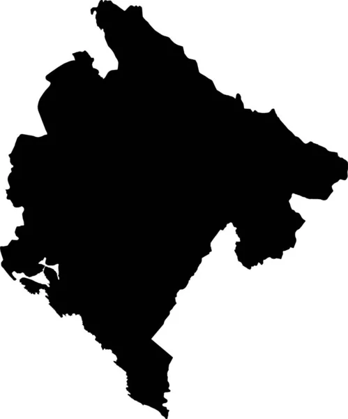 透明な背景にMonenegroのヨーロッパの国のBlack Cmyk色の詳細なフラットステンシルマップ — ストックベクタ