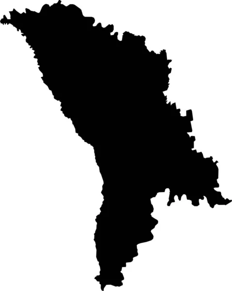 Black Cmyk Color Detailed Flat Stencil Map European Country Moldova — стоковий вектор