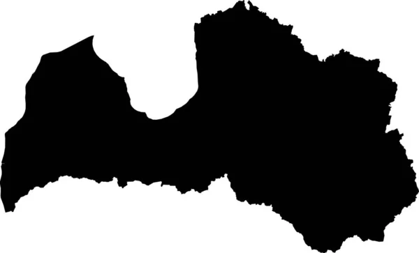 Черный Цвет Cmyk Детальная Плоская Трафаретная Карта Европейской Страны Latvia — стоковый вектор