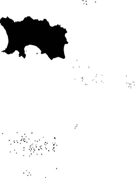 透明な背景にJerseyのヨーロッパの国のBlack Cmyk色の詳細なフラットステンシルマップ — ストックベクタ