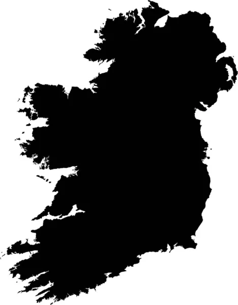 Black Cmyk在透明背景下绘制的欧洲爱尔兰岛详细平面模板图 — 图库矢量图片