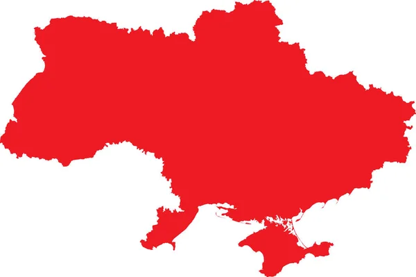 Red Cmyk Cor Detalhada Mapa Estêncil Plano País Europeu Ucrânia — Vetor de Stock