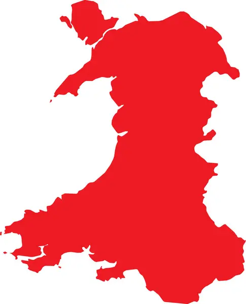 Красный Цвет Cmyk Детальная Плоская Трафаретная Карта Европейской Страны Wales — стоковый вектор
