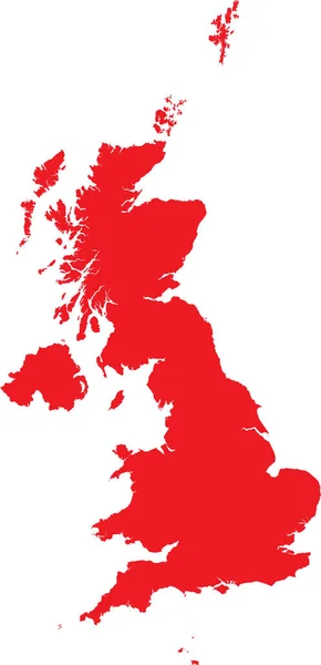 Red Cmyk Színes Részletes Lapos Stenciltérkép Egyesült Királyság Európai Országáról — Stock Vector