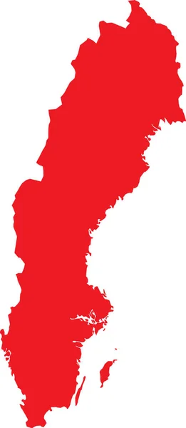 透明な背景にスウェーデンのヨーロッパ国のレッドCmyk色の詳細なフラットステンシルマップ — ストックベクタ