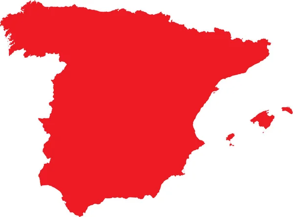 Красный Цвет Cmyk Детальная Плоская Трафаретная Карта Европейской Страны Испания — стоковый вектор