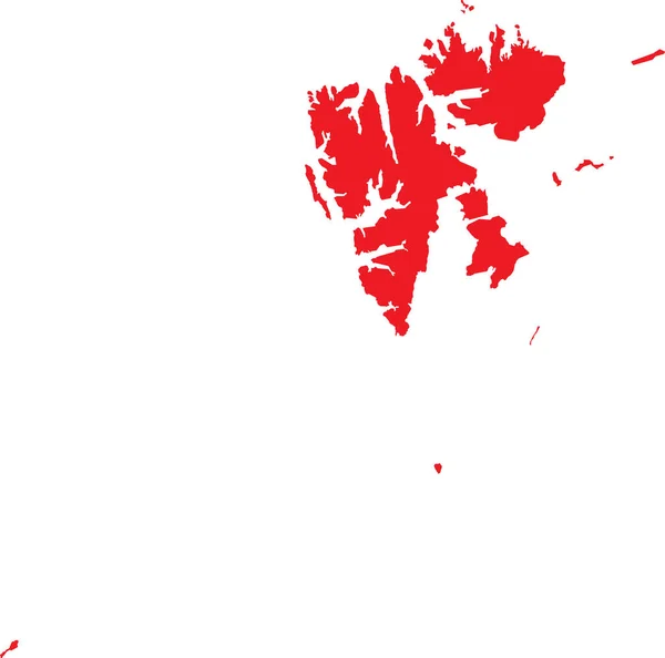 Red Cmyk Color Detailed Flat Stencil Map European Region Svalbard — Stock Vector