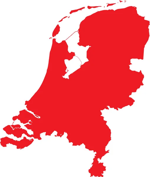 透明背景にオランダの欧州諸国のレッドCmykカラー詳細なフラットステンシルマップ — ストックベクタ