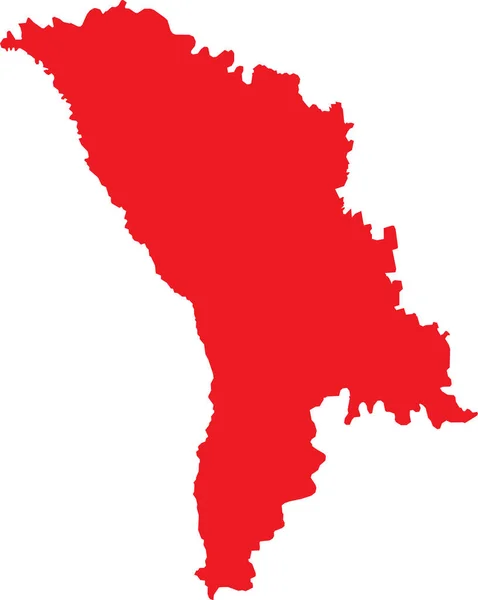 Red Cmyk Color Detailed Flat Stencil Map European Country Moldova — стоковий вектор