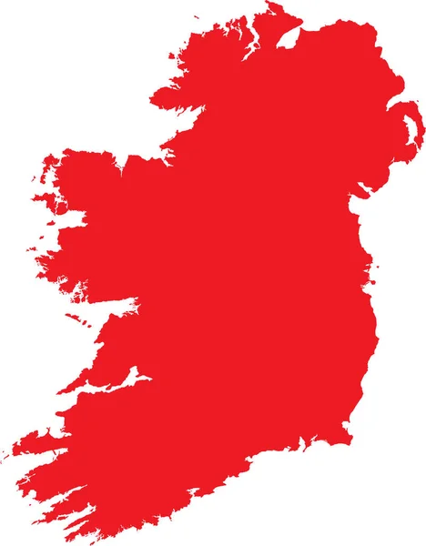 Red Cmyk Cor Detalhada Mapa Estêncil Plano Ilha Europeia Irlanda — Vetor de Stock