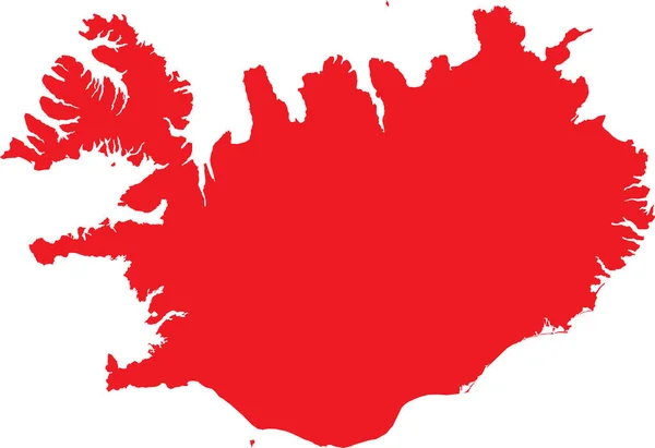 Carte Détaillée Pochoir Plat Couleur Cmjn Rouge Pays Européen Islande — Image vectorielle