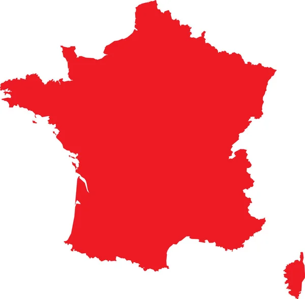 Red Cmyk Color Detailed Flat Stencil Map European Country France — стоковий вектор