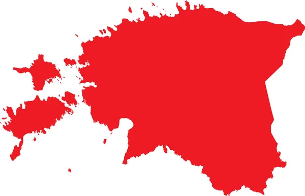 Red Cmyk Színes Részletes Lapos Stencil Térkép Európai Ország Estonia — Stock Vector