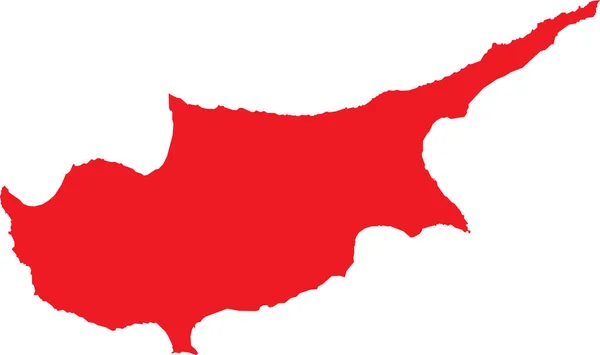 Red Cmyk Cor Detalhada Mapa Estêncil Plano País Europeu Cyprus — Vetor de Stock