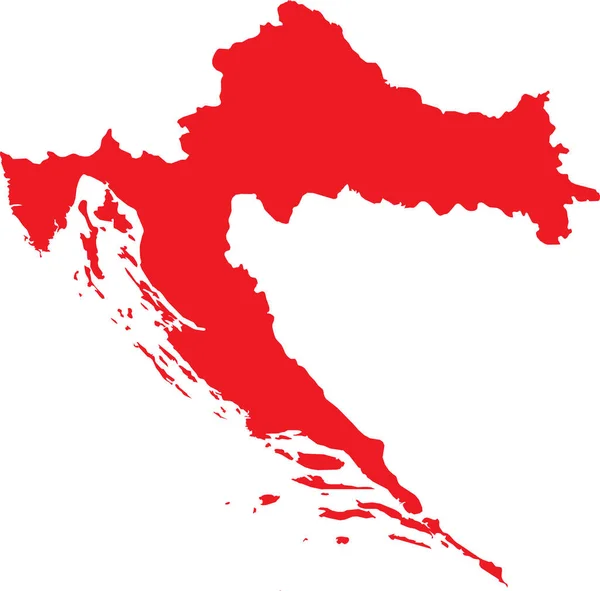 透明な背景にクロアチアの欧州諸国のレッドCmyk色の詳細なフラットステンシルマップ — ストックベクタ