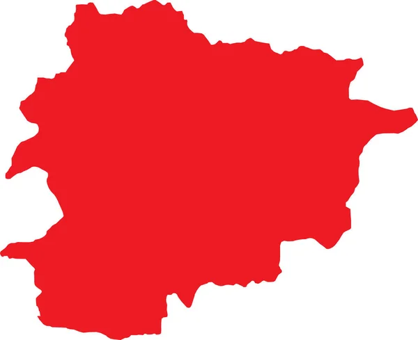 Red Cmyk Cor Detalhada Mapa Estêncil Plano País Europeu Andorra — Vetor de Stock